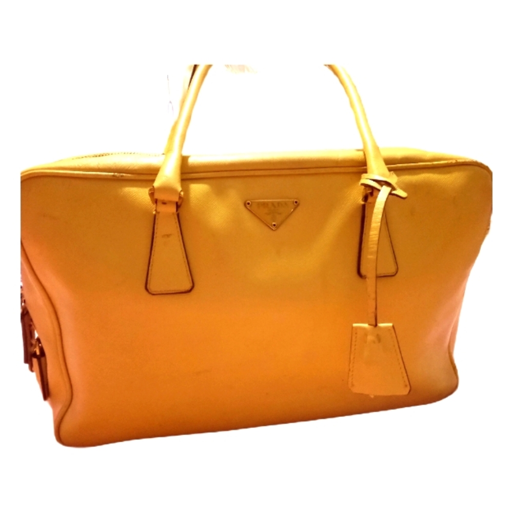 Prada Yellow Saffiano leather satchel/business bag